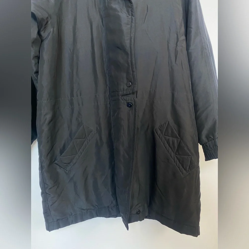 J. Peterman Silk‎ Oversized Overcoat Size Medium Black - Picture 2 of 10